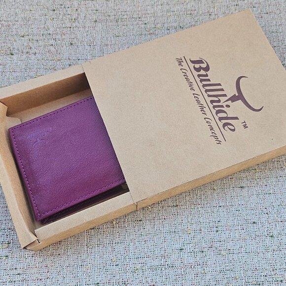 Bullhide Wallet Genuine Leather Purse Card Holder Bilfold Billfold Burgundy Red - Picture 4 of 10